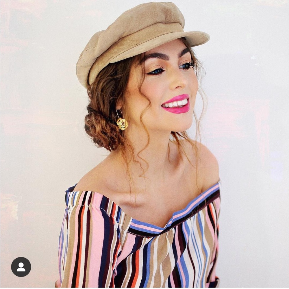 Striped lulus off the shoulder top